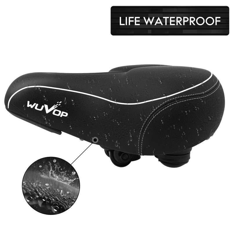 WUVOP Oversized Bike Seat  Wide Bicycle Seat for Women Men Comfort  Universal Waterproof Bike Saddle Replacement with Safety Reflective Strip for Peloton  Exercise Bikes  Cruiser  City Bikes - Image 4